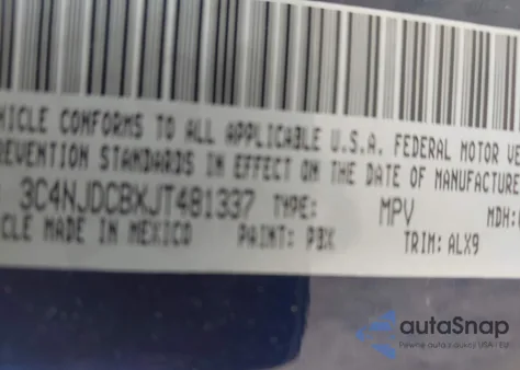 2018 Jeep Compass Limited 4X4 из США, поврежденный, VIN 3C4NJDCBXJT481337